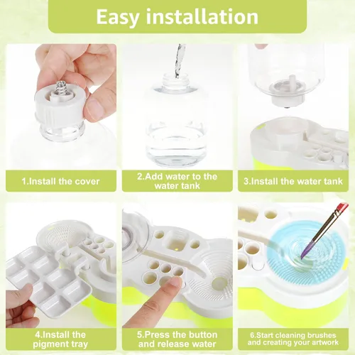 Miniatura 4 de Limpiador de pinceles de pintura para niños 2026 para circulación de agua, limpiador de pinceles de pintura con drenaje dispensador de agua