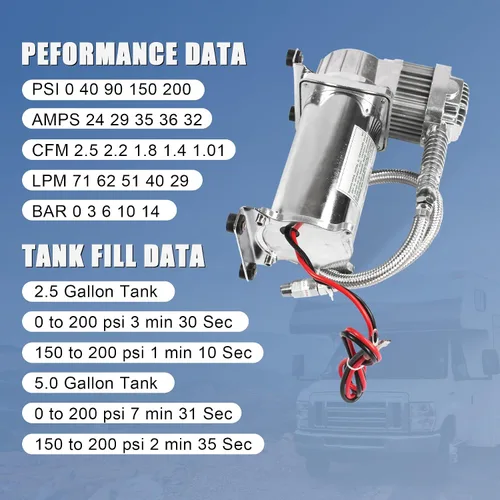 Miniatura 3 de JDMSPEED Nuevo Kit de Compresor de Aire 12 Voltios Dual Cromado 440C 200 PSI 440C