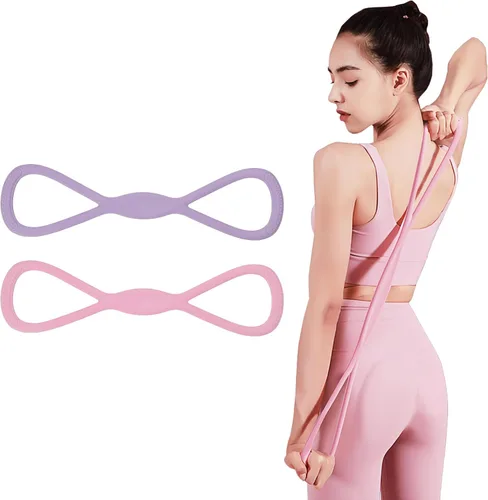 Miniatura 7 de Adorila Paquete de 2 bandas de resistencia con asas, bandas de ejercicio de silicona para mujeres, bandas elásticas de fitness para brazos, espalda