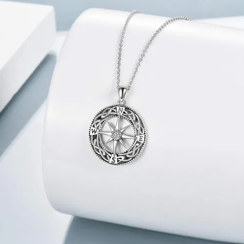 Miniatura 3 de Collar de brújula de plata esterlina con nudo celta, collar de graduación, amistad, talismán, viaje, inspirador, regalo de graduación, joyería
