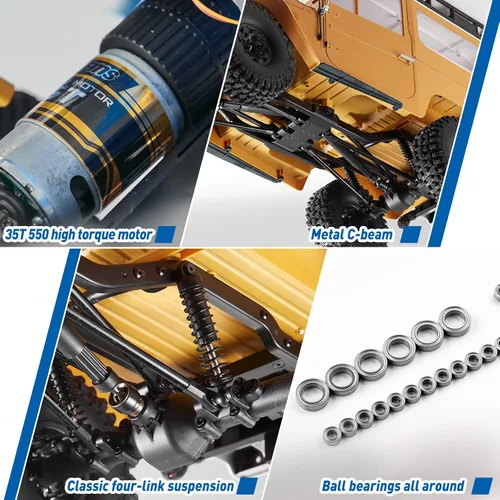 Miniatura 6 de EAZYRC X FMS 1/10 Toyota Land Cruiser FJ40 RS con camión RC con licencia azul, todo terreno impermeable 4WD 35T 550 Motor RC Crawler para adultos