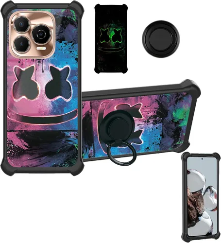 Miniatura 80 de Aroepurt Funda compatible con Nothing Phone 2a Phone Case Cover [PC duro + silicona suave] [soporte de anillo] [efecto luminoso] YGH-BQ
