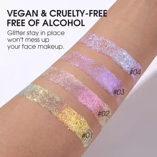 Miniatura 3 de BestLand Gel de Purpurina Holográfica para el Cuerpo - De Grado Cosmético, Maquillaje de Purpurina Cambiante de Color para Halloween para Cara