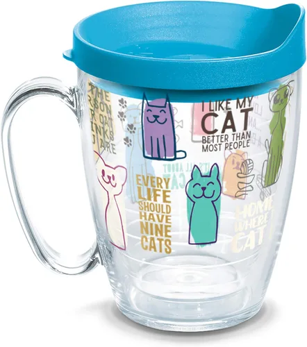Tervis Vaso aislado de doble pared Cat Sayings hecho en Estados Unidos mantiene las bebidas frías y calientes, 16 onzas, taza, clásico