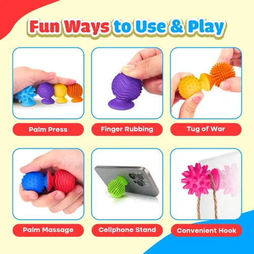 Miniatura 3 de Paquete de 4 pulseras elásticas para ansiedad y paquete de 8 juguetes de succión texturizados