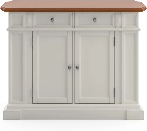 Miniatura 15 de Homestyles Americana - Isla de cocina con parte superior de madera y hoja desplegable, barra de desayuno, almacenamiento con cajones y estantes