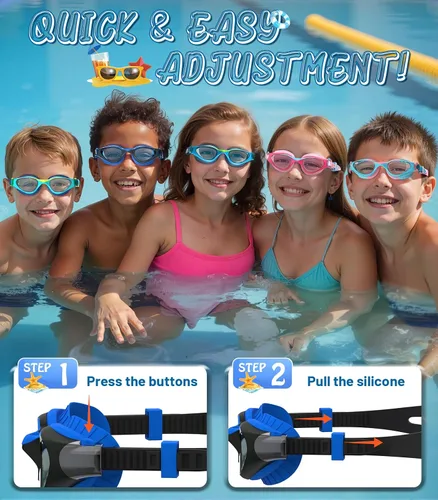 Miniatura 6 de Kids Swim Goggles, Anti-Fog UV Protection, Leakproof Adjustable Strap Swimming Goggles for Boys Girls Ages 6–14
