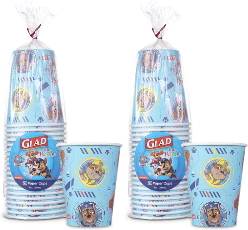 Miniatura 7 de Glad Vasos de papel desechables para niños Paw Patrol, Core Pups Blue - Resistentes, a prueba de remojo, aptos para niños, para uso diario, 9 onzas