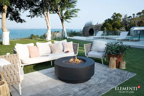 Miniatura 8 de AMS Chimenea Elementi Plus Nimes Mesa redonda de gas propano de hormigón gris oscuro (propano líquido)