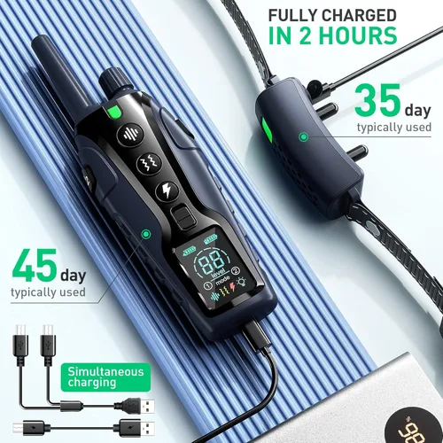 Miniatura 6 de Collar de choque para perros 2 perros (15-150 libras) con luz intermitente para paseos nocturnos, collar de entrenamiento de perro de 4500 pies