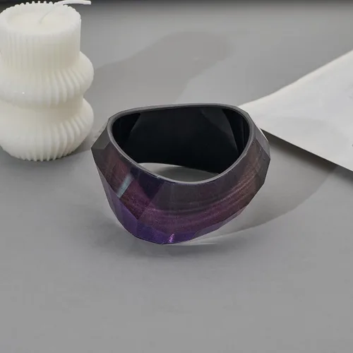 Miniatura 3 de Pulsera de resina acrílica de moda para mujer, gruesa y transparente, con placa moteada de acetato