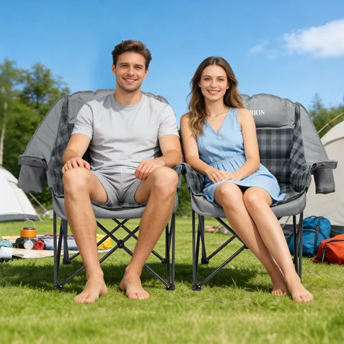 Miniatura 2 de Paquete de 2 sillas de campamento de gran tamaño para adultos, sillas acolchadas portátiles y resistentes para exteriores con bolsa para teléfono