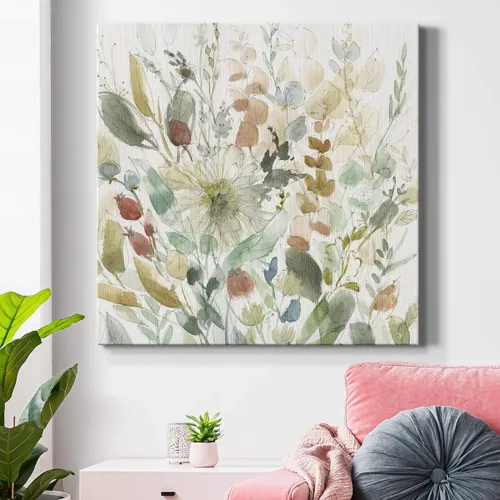 Miniatura 4 de WEXFORD HOME Cuadro Premium en Lienzo con Envoltura de Galería Floral Multicolor para Pared, Arte Abstracto Floral Romántico Moderno, Impresión