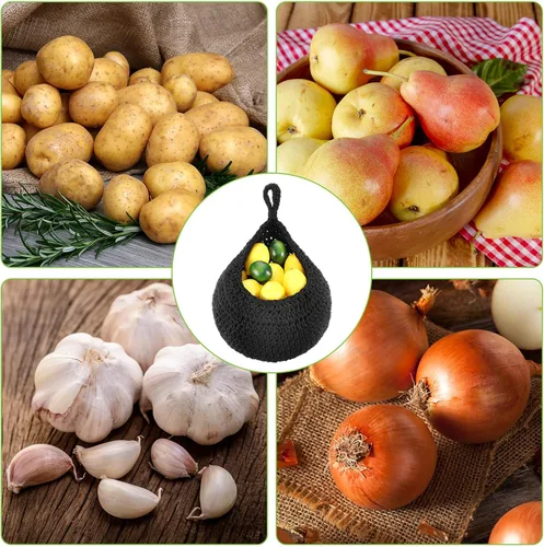 Miniatura 6 de Dandat Cestas de frutas colgantes grandes para cocina, diseño de lágrima, cestas de pared, soporte bohemio tejido a mano para cocina, verduras