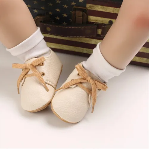 Miniatura 3 de WILLFUN Zapatos de piel sintética para bebés y niñas suela de goma suave con cordones zapatos Oxford para cuna para niños pequeños que caminan