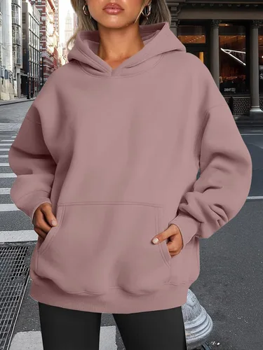 Miniatura 6 de Trendy Queen - Sudaderas extragrandes con capucha para mujer, suéteres de manga larga, sin botones, de vellón, de otoño, ropa de invierno