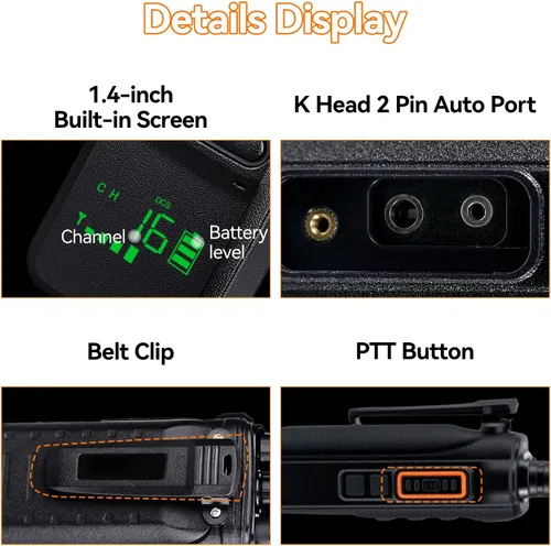 Miniatura 7 de Retevis Radio RT86 de 2 vías de largo alcance, radio profesional Walkie Talkies con micrófono, radios bidireccionales resistentes, alta potencia