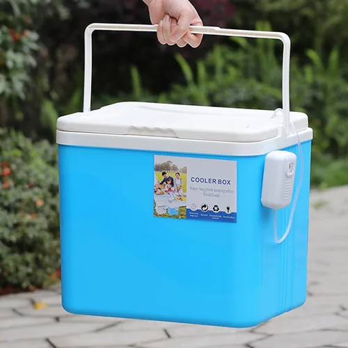 Miniatura 5 de Enfriador portátil aislado, enfriador duro pequeño de 10 litros con asa, a prueba de fugas, lonchera aislada al aire libre para picnic, campamento