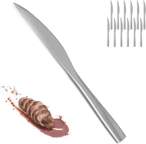 Miniatura 12 de SANTUO Juego de cubiertos de acero inoxidable de 12 piezas para cena, incluye 4 cuchillos de cena, 4 tenedores de cena, 4 cucharas de cena, juego