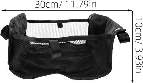 Miniatura 2 de VOSAREA Cesta de almacenamiento para cochecito de bebé, organizador de silla de bebé, bolsa de red debajo de la cesta inferior, tela Oxford, negro