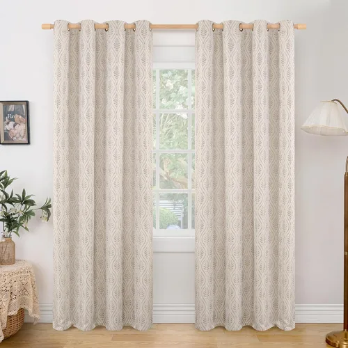 Miniatura 23 de BGment - Cortinas de jacquard de hojas en color amarillo mostaza, 72 pulgadas de largo para sala de estar, patrón botánico de estilo campestre