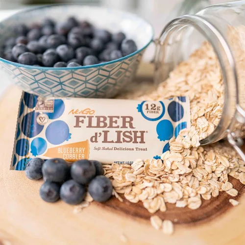 Miniatura 6 de NuGo Fiber d'Lish - Cobbler de arándanos, 0.44 onzas de fibra alta, vegano, 150 calorías, 16