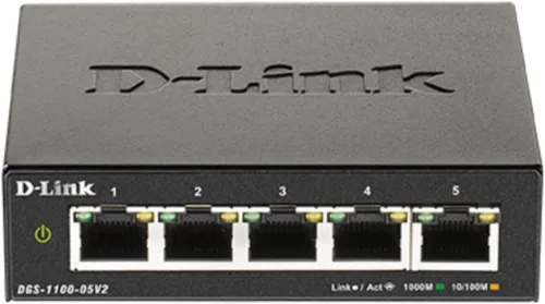 D-Link Conmutador Ethernet gestionado inteligente Gigabit de 5 puertos, L2, VLAN, QoS, IGMP Snooping, LAG, interfaz de usuario web, metal resistente