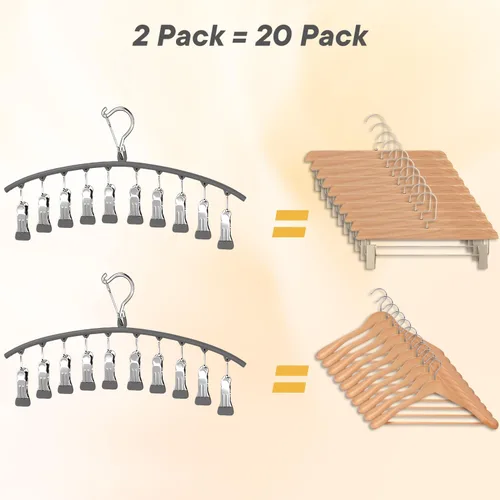 Miniatura 2 de Organizador de leggings para armario, paquete de 2 ganchos de núcleo de acero ArtHonor con clips con capacidad para 20 leggings, pantalones, jeans