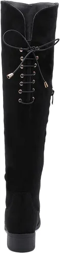 Miniatura 4 de EETTARO Botas altas de moda con cordones para mujer, con cremallera lateral, tacón de bloque