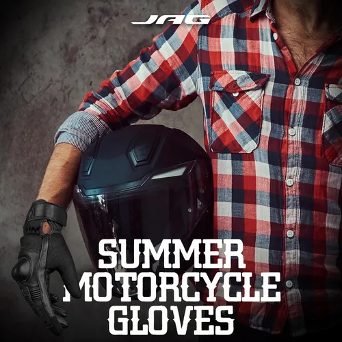 Miniatura 6 de J.A.G. Guantes de motocicleta – Guantes de motocicleta perforados de cuero premium para hombres con protección de nudillos Guantes de motocicleta