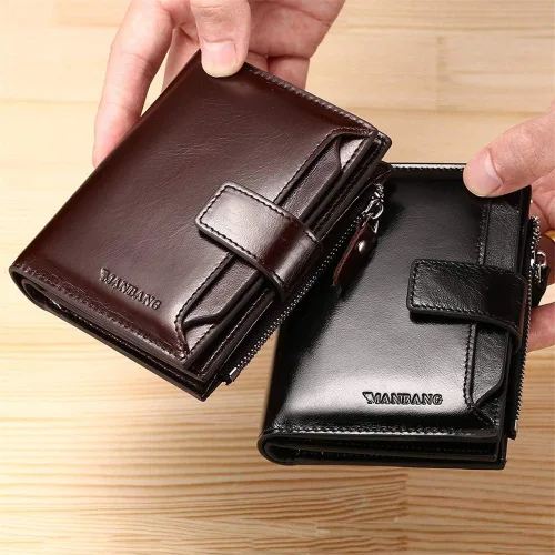 Miniatura 6 de JIUFENG - Cartera de piel auténtica para hombre con bloqueo RFID con cremallera y cremallera