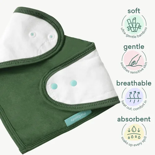 Miniatura 2 de PurComfy Baberos supersuaves, baberos de bambú de primera calidad para bebés niños y niñas, baberos ajustables a presión, paquete de 6