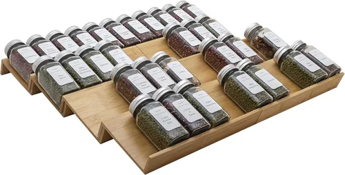 Miniatura 9 de Organizador de cajones de bambú para especias, juego de 8 piezas, 8 pulgadas o 16 pulgadas de ancho