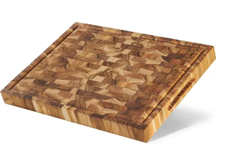 Miniatura 11 de Tablas de cortar de madera de teca para cocina, tablas de cortar de grano mediano de 17 x 13 x 1.5 pulgadas, tabla de cortar de bloque de carnicero