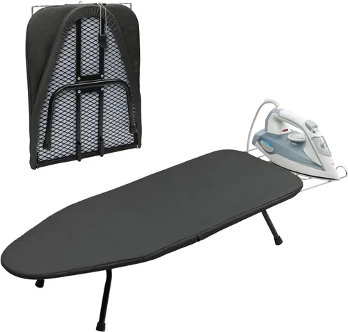 Miniatura 10 de Mini tabla de planchar de mesa, tabla de planchar compacta y plegable, tubo de acero grueso con cubiertas resistentes al calor, soporte de hierro