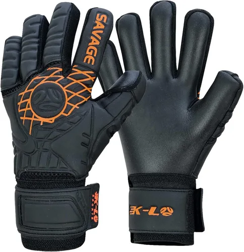 Miniatura 4 de K-LO - Guantes de portero de fútbol Savage Blackout (unisex, juvenil, niños y adultos) - Protectores de dedos para protección Palma de agarre