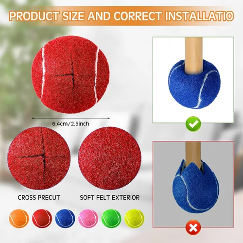 Miniatura 2 de Poen 48 pelotas de tenis precortadas a granel para sillas, muebles, pelotas de tenis, sillas, protectores de suelo, cubiertas deslizantes
