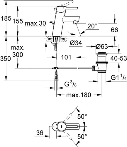Miniatura 2 de GROHE Concetto Nuevo Mezclador de lavabo 1/2" S-Tamaño Cromo 32204001