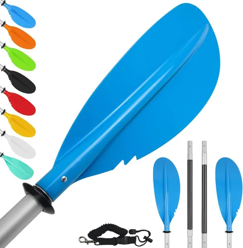 Miniatura 17 de Remo de kayak, 88 pulgadas, 4 piezas de remos para kayak, flotador de eje de aleación de aluminio resistente, ligero, desmontable, ajustable