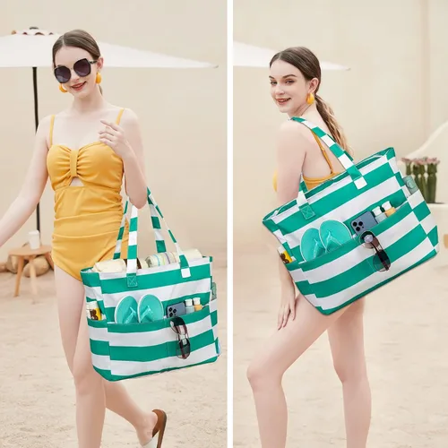 Miniatura 2 de Bolsa de playa y piscina para mujer, grande, bolsa de gimnasio con compartimento húmedo para viajes, impermeable
