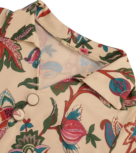 Miniatura 4 de Bebonnie Blusa casual de manga larga con cuello en V y solapa para mujer con botones