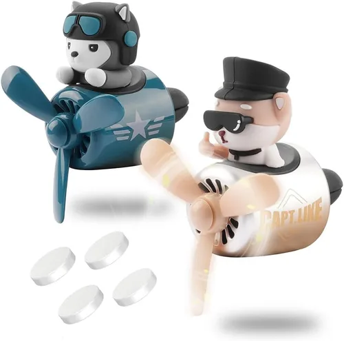 Miniatura 13 de 2 piezas de ambientadores de coche con diseño de oso piloto, difusor de ventilador de coche con hélice, ambientador de coche creativo con diseño