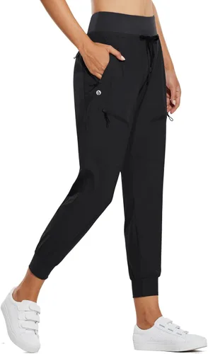 baleaf Pantalones deportivos ligeros de senderismo para mujer, cintura alta, 5 bolsillos con cremallera, de secado rápido, para viajes, atléticos,