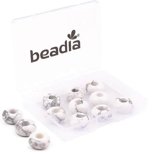 Miniatura 6 de BEADIA Cuentas de jade amarillo natural rondelle con orificio grande (5.5mm) cuentas sueltas semipreciosas para hacer joyas 0.55x0.295 pulgadas 12