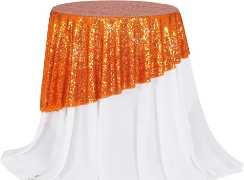 Miniatura 21 de PartyDelight Mantel de lentejuelas redondo de 50 pulgadas, color dorado claro, adorno de mesa para decoración de bodas, fiestas, cumpleaños