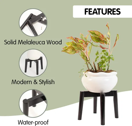 Miniatura 2 de Soporte de madera para plantas de 7.5 x 9.8 pulgadas, para interiores y exteriores, soporte de madera para macetas de un solo piso, soporte