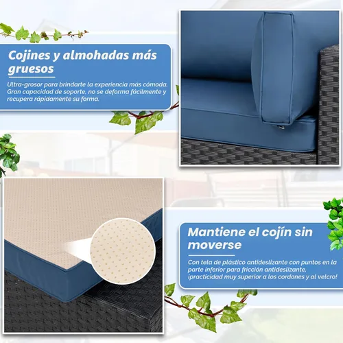 Miniatura 6 de Shintenchi - Juego de 5 piezas de sofá seccional para patio al aire libre, juegos de muebles de mimbre PE, juegos de conversación para patio