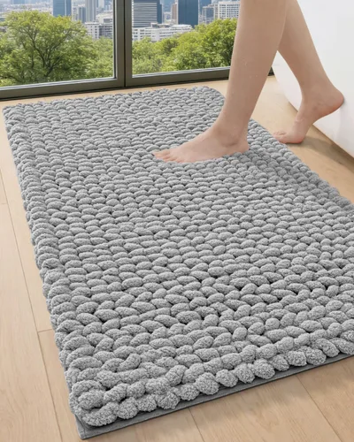 Miniatura 29 de DEXI Alfombrillas de baño para el baño 16x24, alfombra de baño antideslizante lavable, alfombrilla de baño de chenilla gruesa y suave absorbente