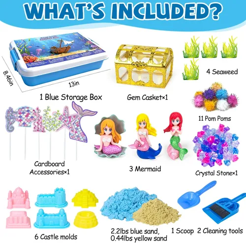 Miniatura 2 de YongnKids Juguetes de Caja de Arena Sensorial de Sirena para Niños Pequeños Niñas - Juguetes de Sirena para Niños Kit de Arena de Juego Juguete