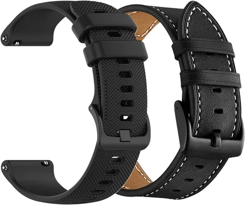 Correas de reloj de 0.866 pulgadas compatibles con Fossil Gen 6/5E de 1.732 pulgadas, silicona y cuero, correa deportiva de repuesto + correa de